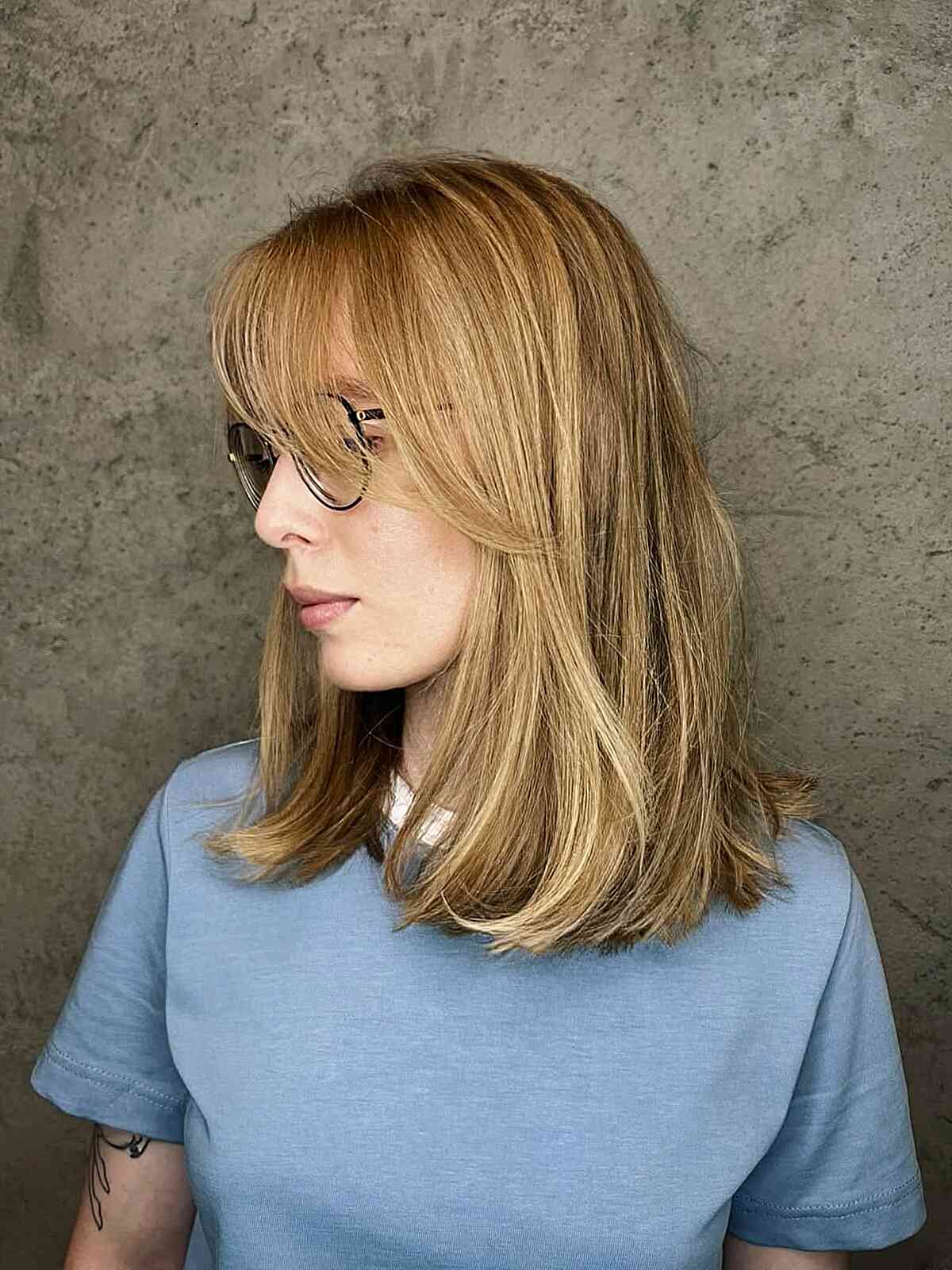 Honey Blonde Blunt Bob With Layers — Classy Medium Length Hair