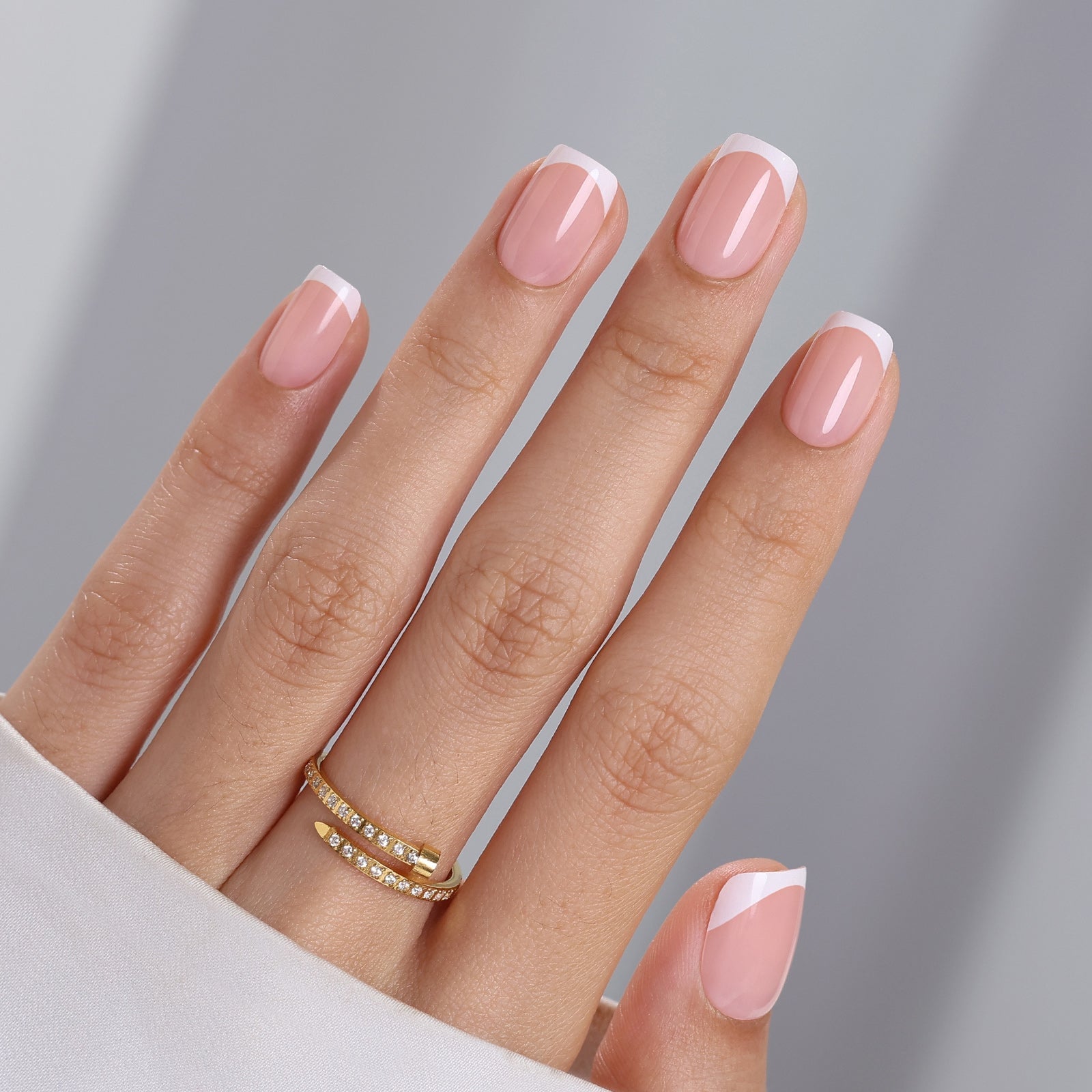 Classic French Short Square Nails — Classy Medium Square Nails