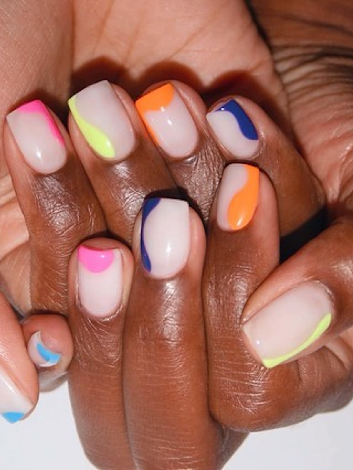 Neon Color Block Medium Square Nails — Classy Medium Square Nails