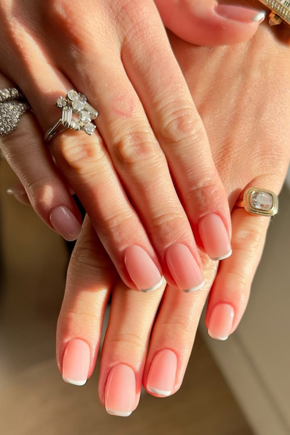 Perfect French Tips Medium Square — Classy Medium Square Nails
