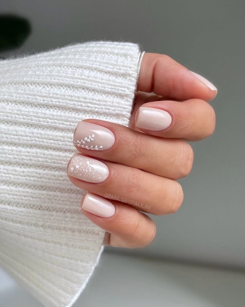 Floral Vine Short Square Nails — Classy Medium Square Nails