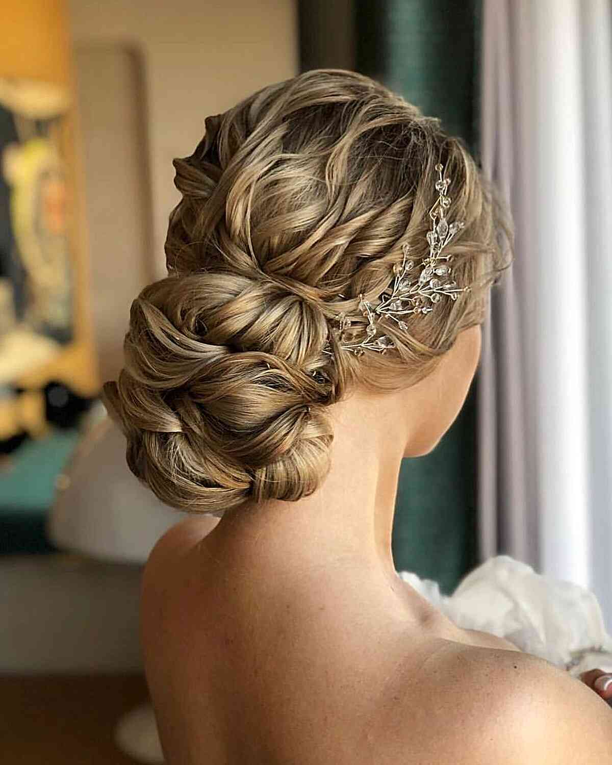 Low Twisted Bun with Fine Wavy Texture — Classy Messy Bun Updo
