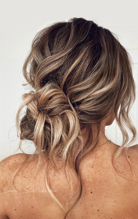 Textured Low Messy Bun with Balayage — Classy Messy Bun Updo