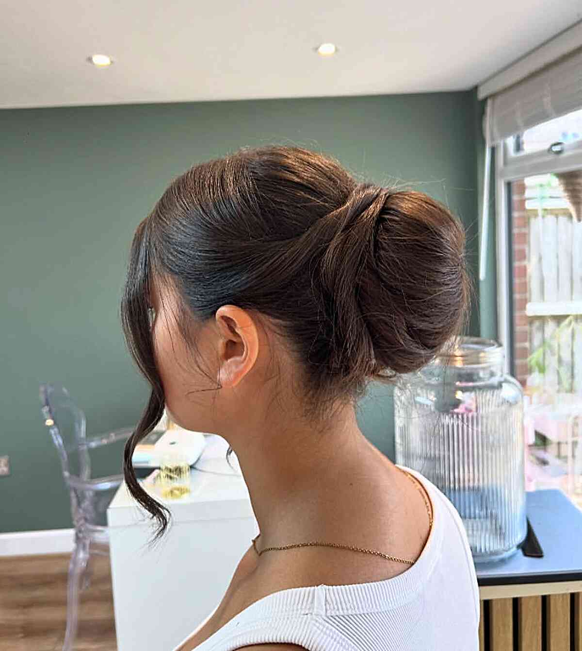 Softly Twisted Dark Brown Bun — Classy Messy Bun Updo