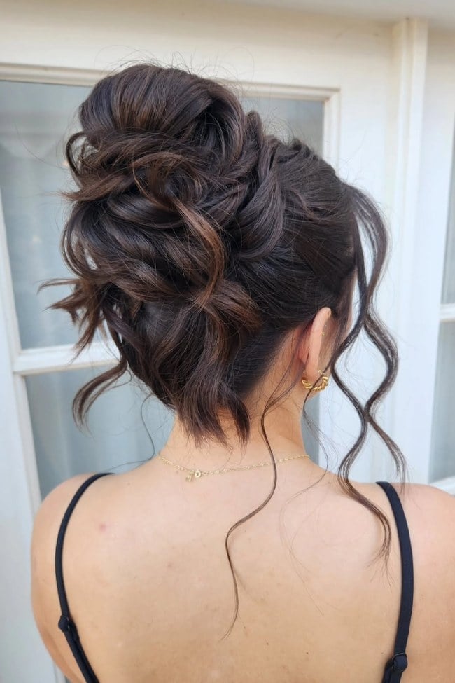 Sleek Dark Brown Glossy Low Bun — Classy Messy Bun Updo