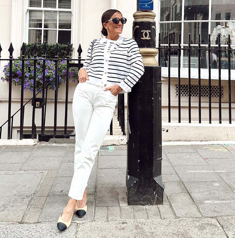 Striped Cardigan with White Jeans Striped Cardigan with White Jeans — Classy Minimalist Outfits