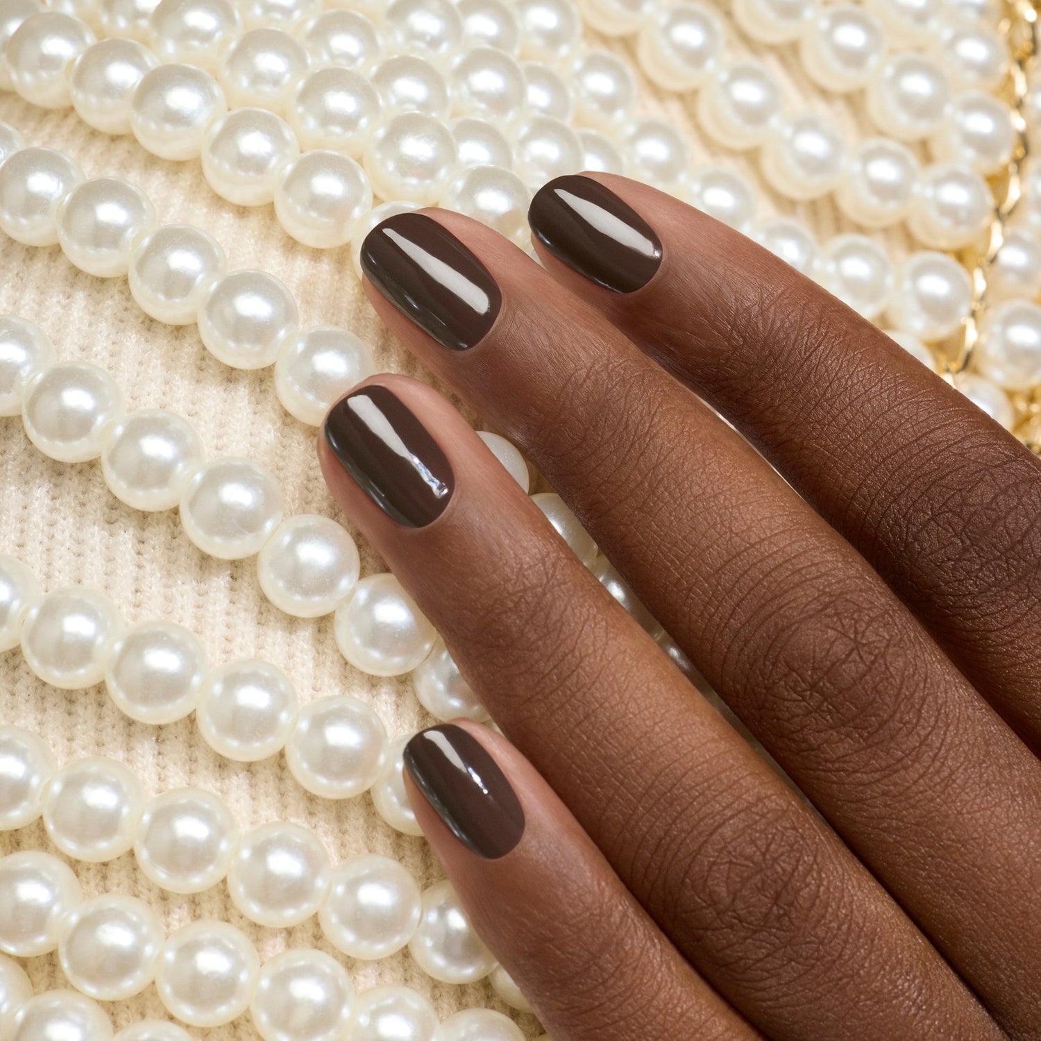 Dark Opaque Brown Short Oval Nails — Classy Mocha Nails