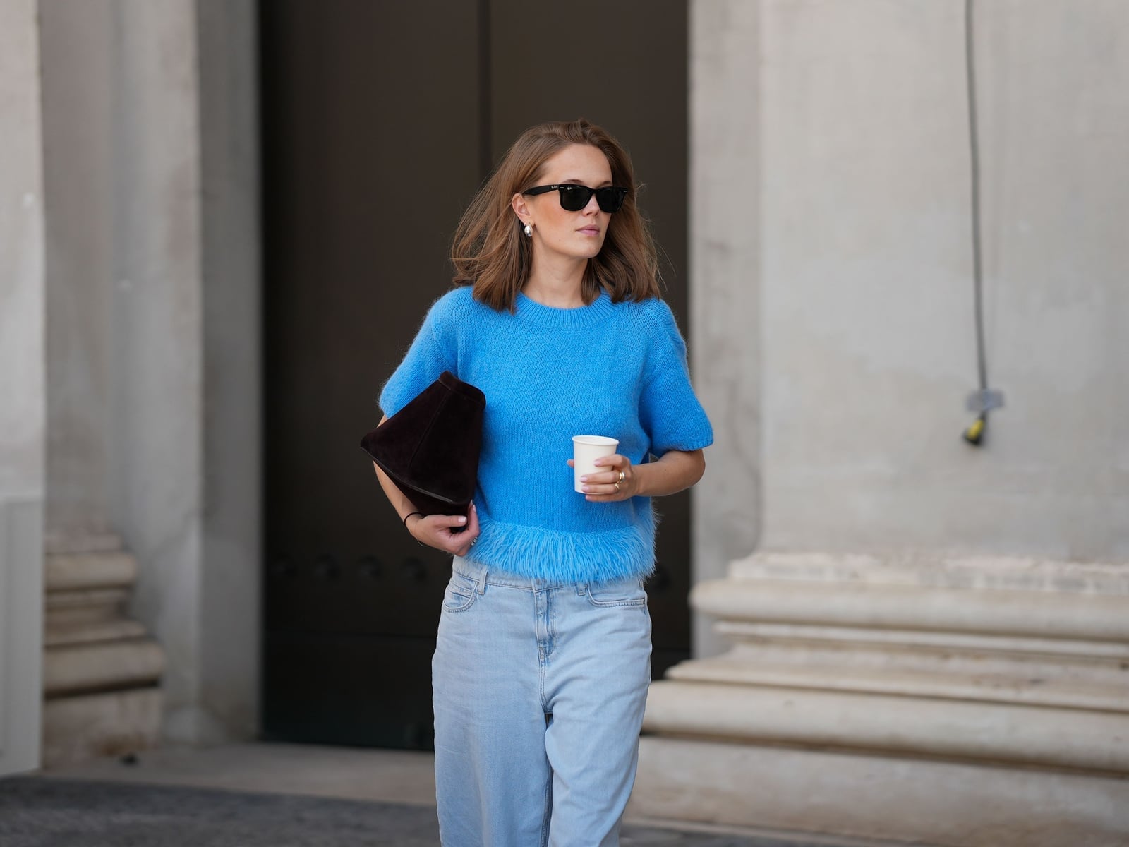 Fuzzy Sweater With Mom Jeans Fuzzy Sweater With Mom Jeans — Classy Mom Jeans Outfits