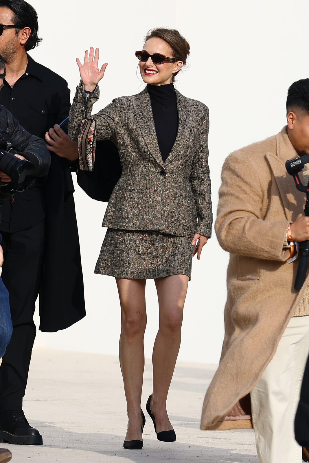 Fitted tweed skirt suit with black turtleneck — Classy Office Siren Outfits