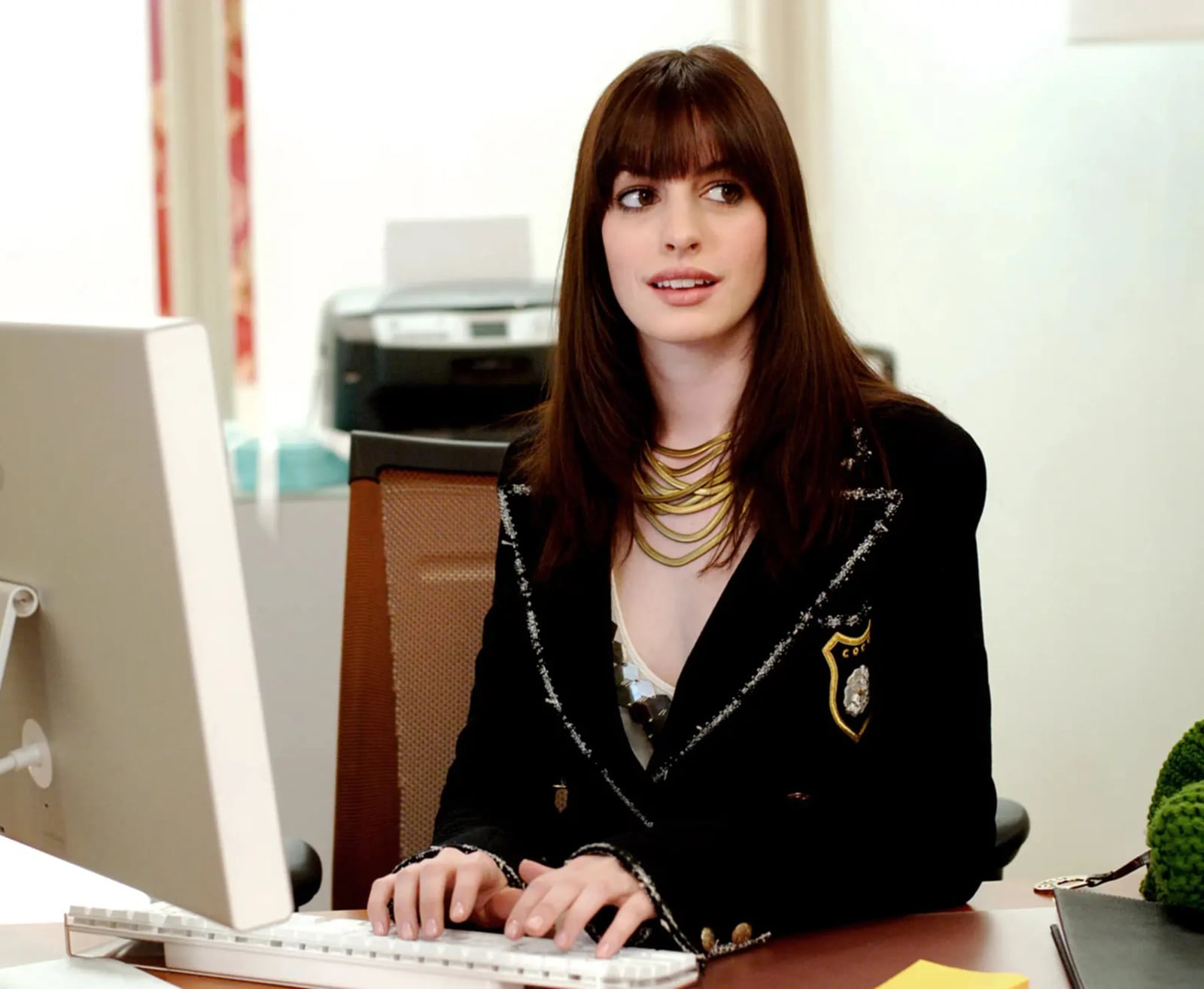 Black velvet blazer with embellished lapels over cream top — Classy Office Siren Outfits