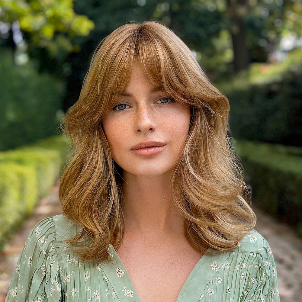 Mid-Back Creamy Blonde With Curtain Bangs — Classy Old Money Blonde