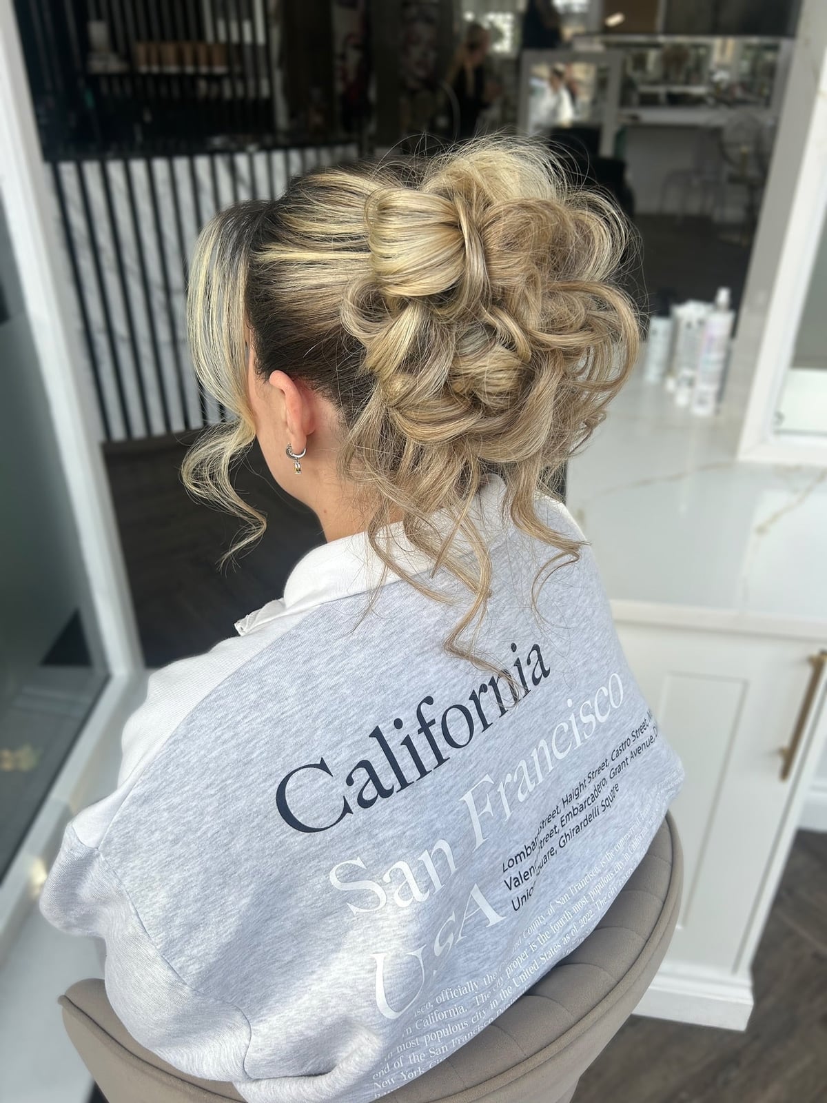 Dramatic Black Curly Updo With Pearl Hairpiece — Classy Party Hair