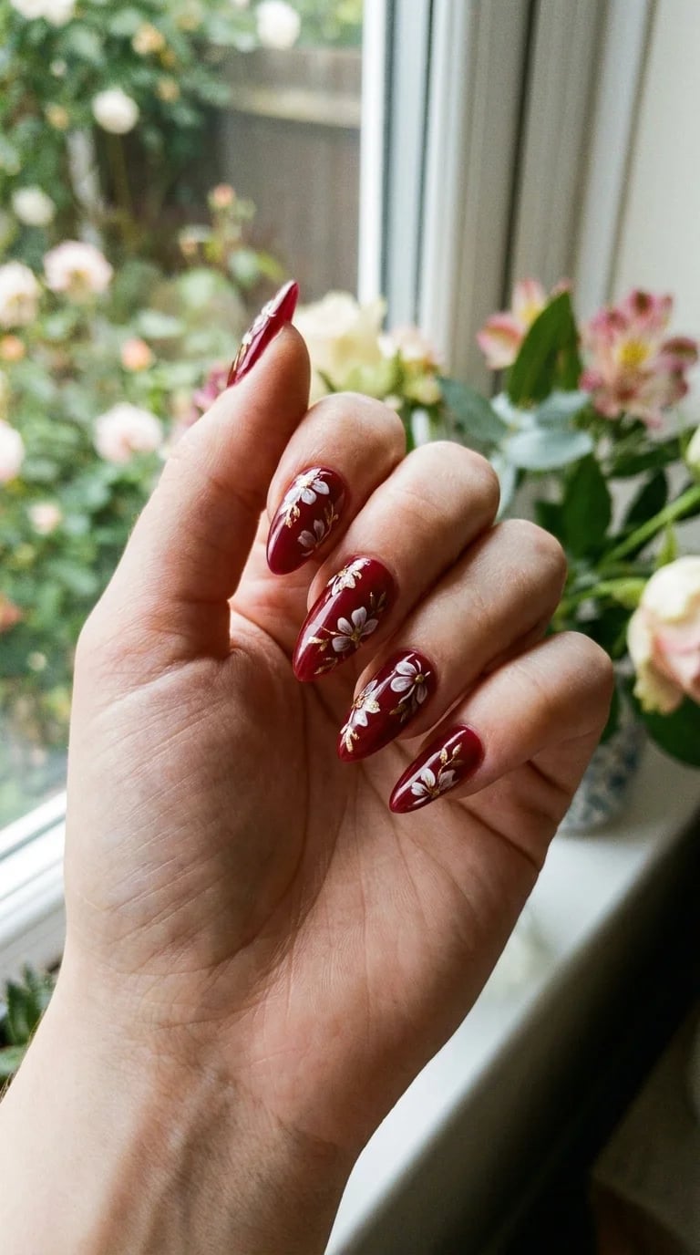 Red to Nude Ombre Glossy Medium Almond Red to Nude Ombre Glossy Medium Almond — Classy Red Almond Nails