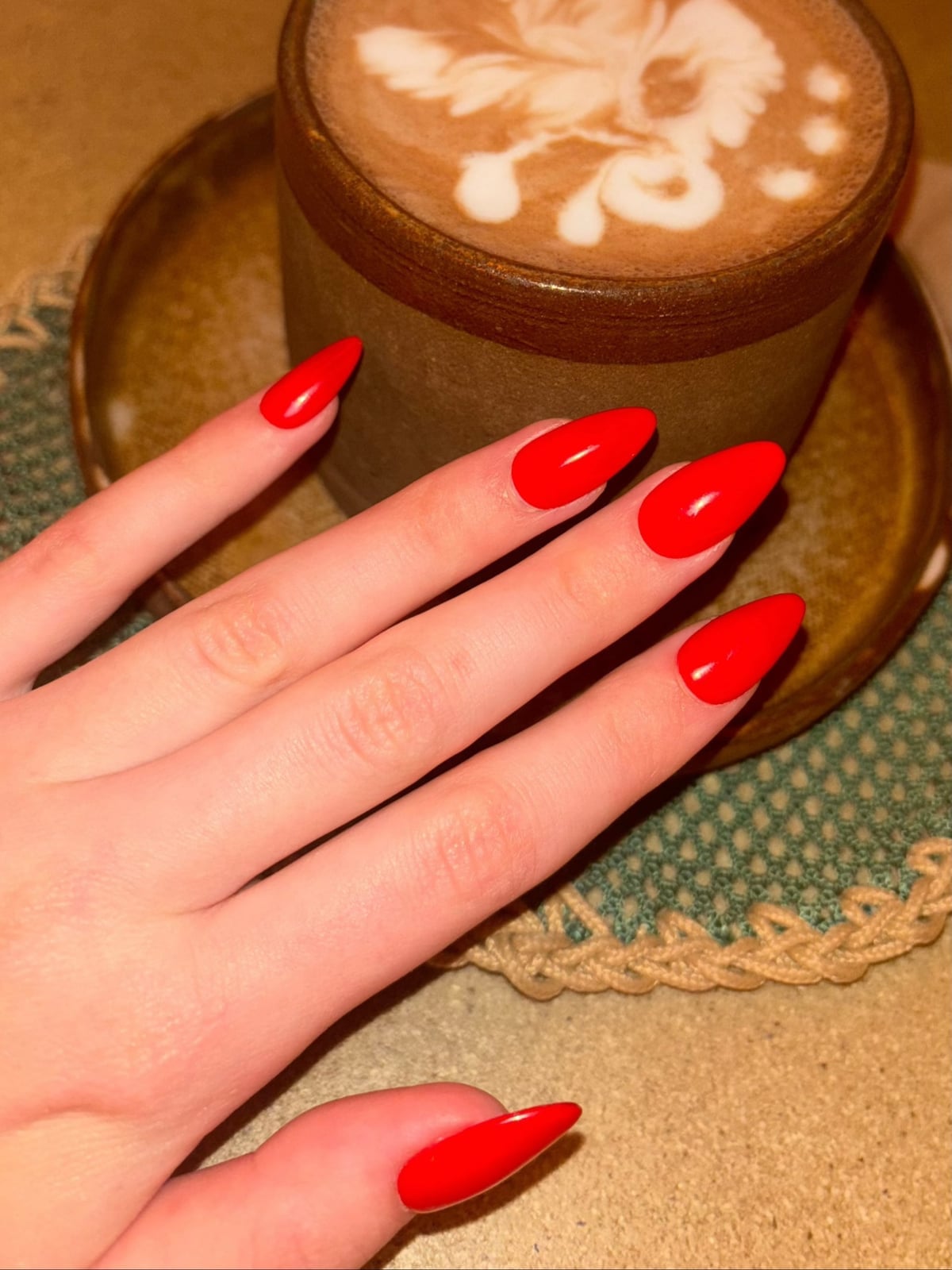 Solid Vibrant Red Glossy Medium Almond Solid Vibrant Red Glossy Medium Almond — Classy Red Almond Nails