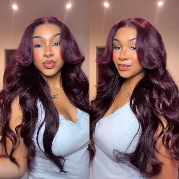 Mid-Back Deep Plum Red Waves Mid-Back Deep Plum Red Waves — Classy Red Hair Black Women