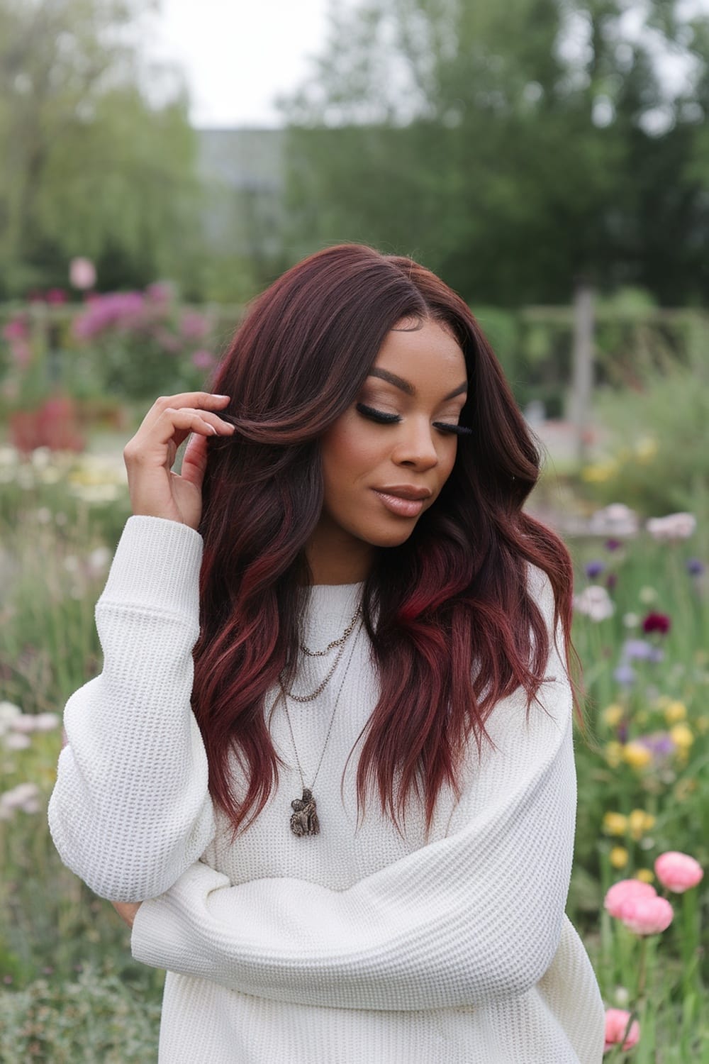 Shoulder Length Deep Red With Balayage Shoulder Length Deep Red With Balayage — Classy Red Hair Black Women