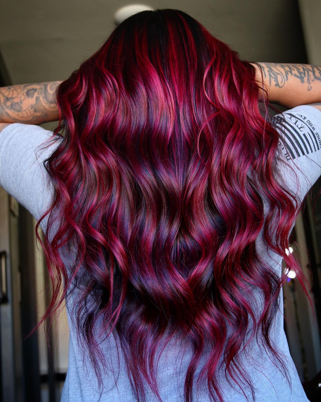 Dark Red Mid-Back Layers with Lighter Undertones Dark Red Mid-Back Layers with Lighter Undertones — Classy Red Hairstyles