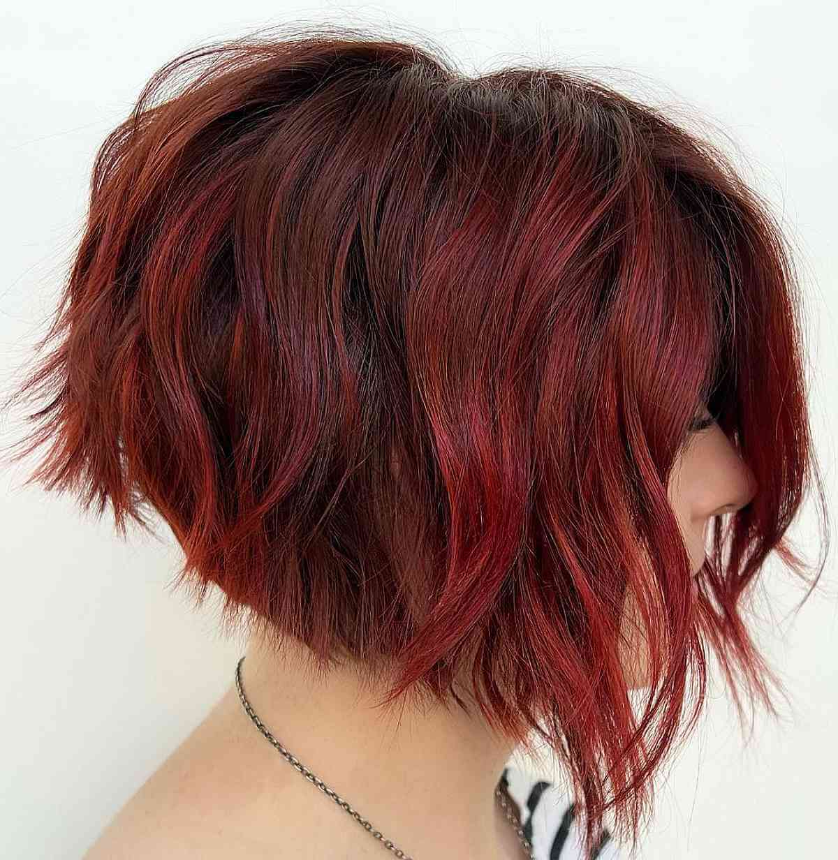 Choppy Bob in Vibrant Multi-Tonal Red Choppy Bob in Vibrant Multi-Tonal Red — Classy Red Hairstyles