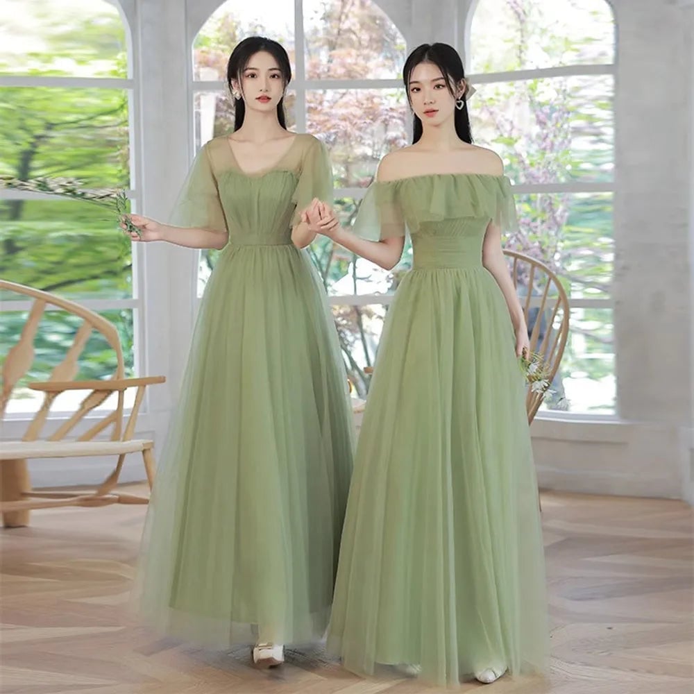Sage green tulle A-line bridesmaid dresses — Classy Sage Green Dress