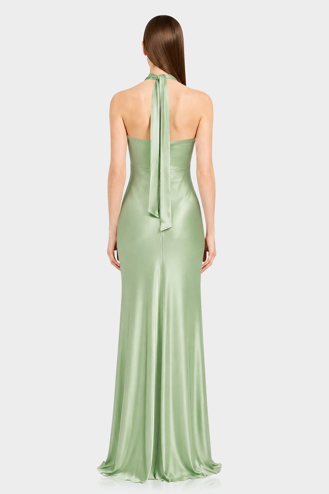 Sage green satin halter neck maxi dress — Classy Sage Green Dress