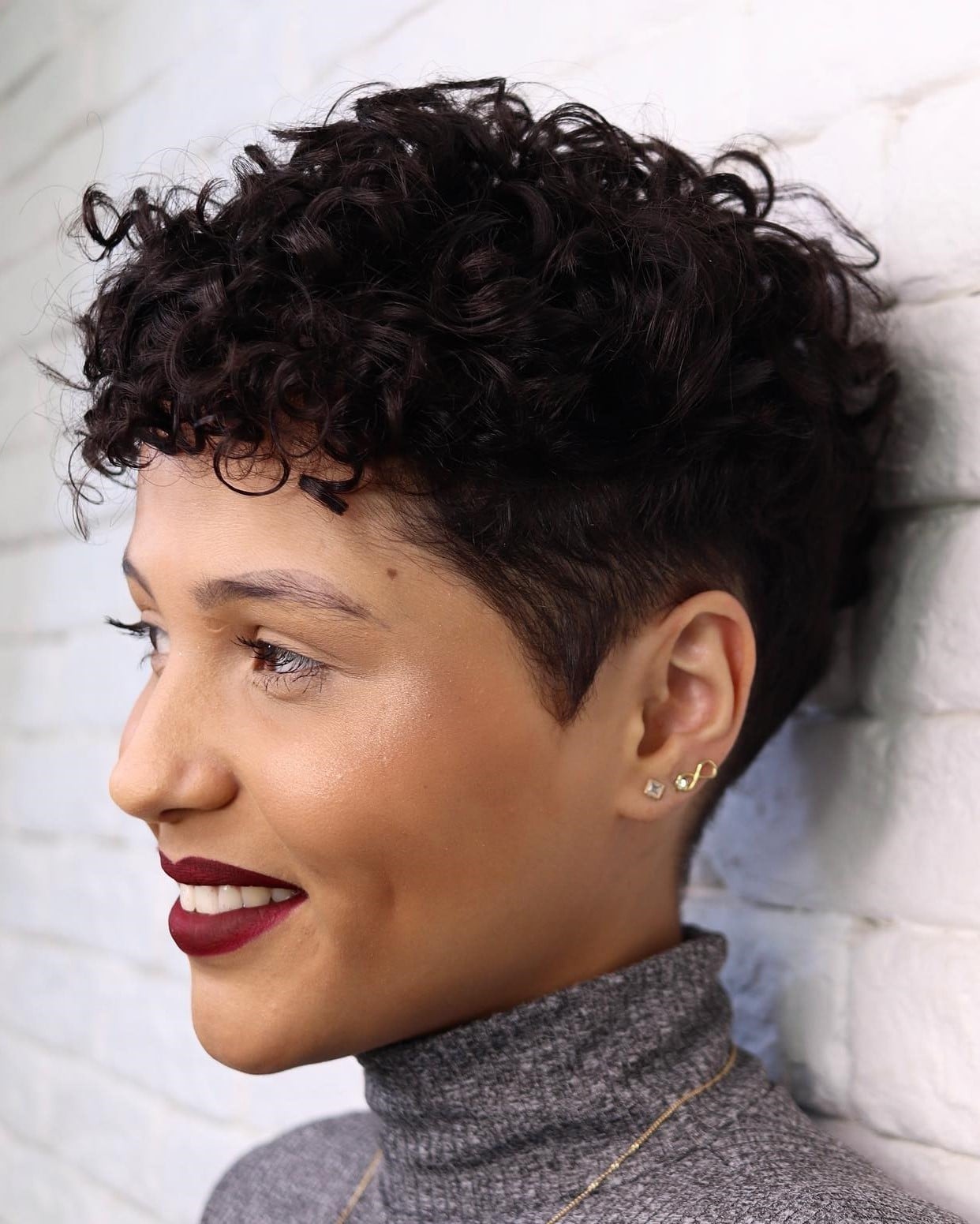 Ear Length Pixie With Undercut Sides Ear Length Pixie With Undercut Sides — Classy Short Curly Hair