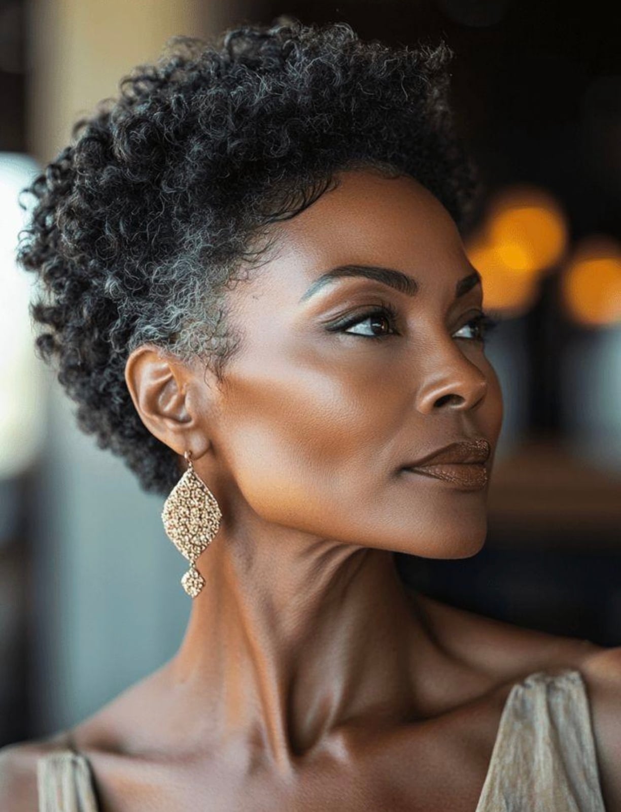 Ear Length Curly Hair With Gray Streaks Ear Length Curly Hair With Gray Streaks — Classy Short Curly Hair