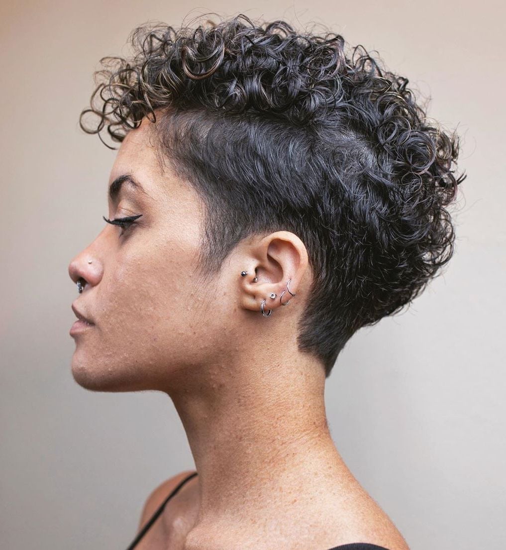Ear Length Undercut Pixie With Defined Curls Ear Length Undercut Pixie With Defined Curls — Classy Short Curly Hair