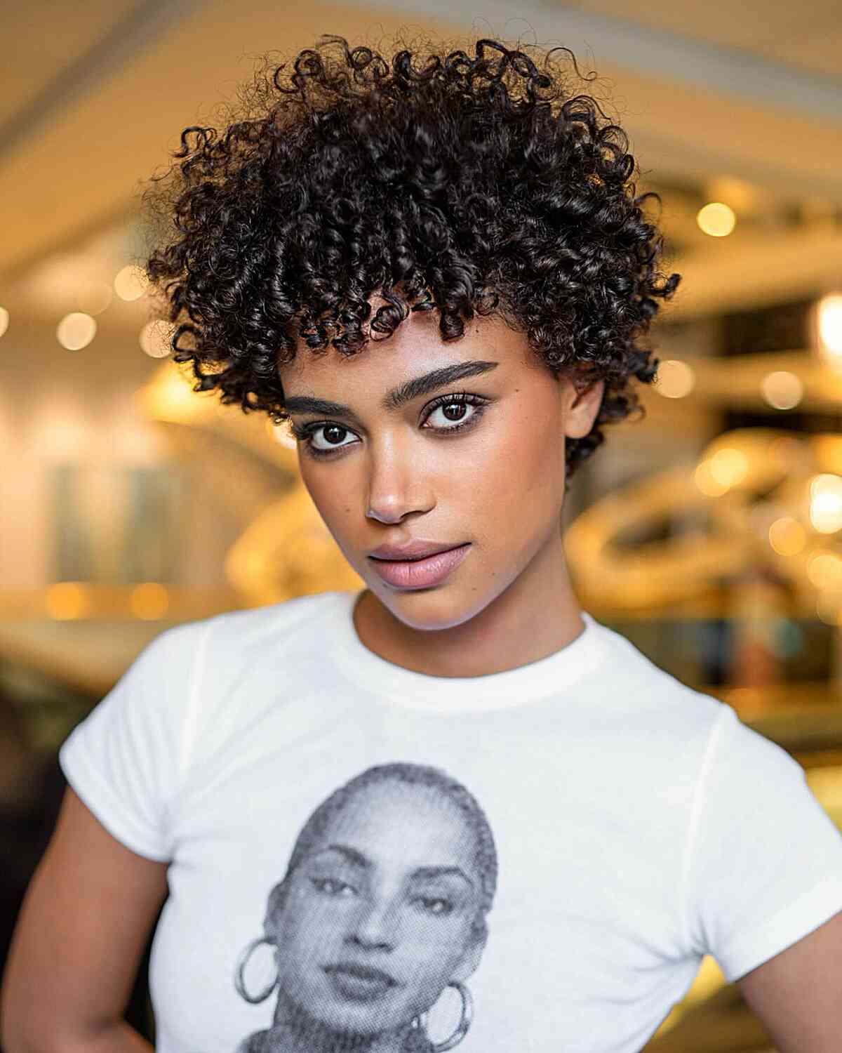 Ear Length Pixie With Auburn Curly Bangs Ear Length Pixie With Auburn Curly Bangs — Classy Short Curly Hair