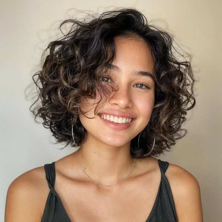 Chin Length Layered Bob With Wispy Bangs Chin Length Layered Bob With Wispy Bangs — Classy Short Curly Hair