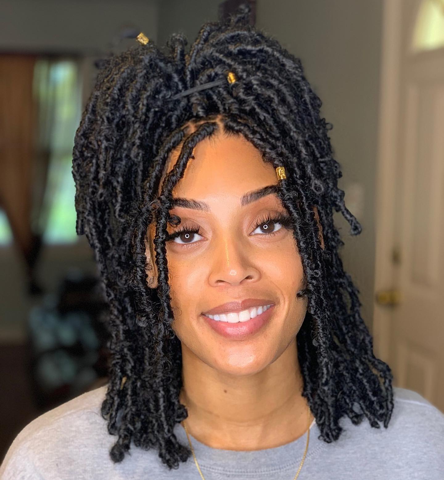 Shoulder Length Butterfly Locs Half Up Shoulder Length Butterfly Locs Half Up — Classy Short Locs