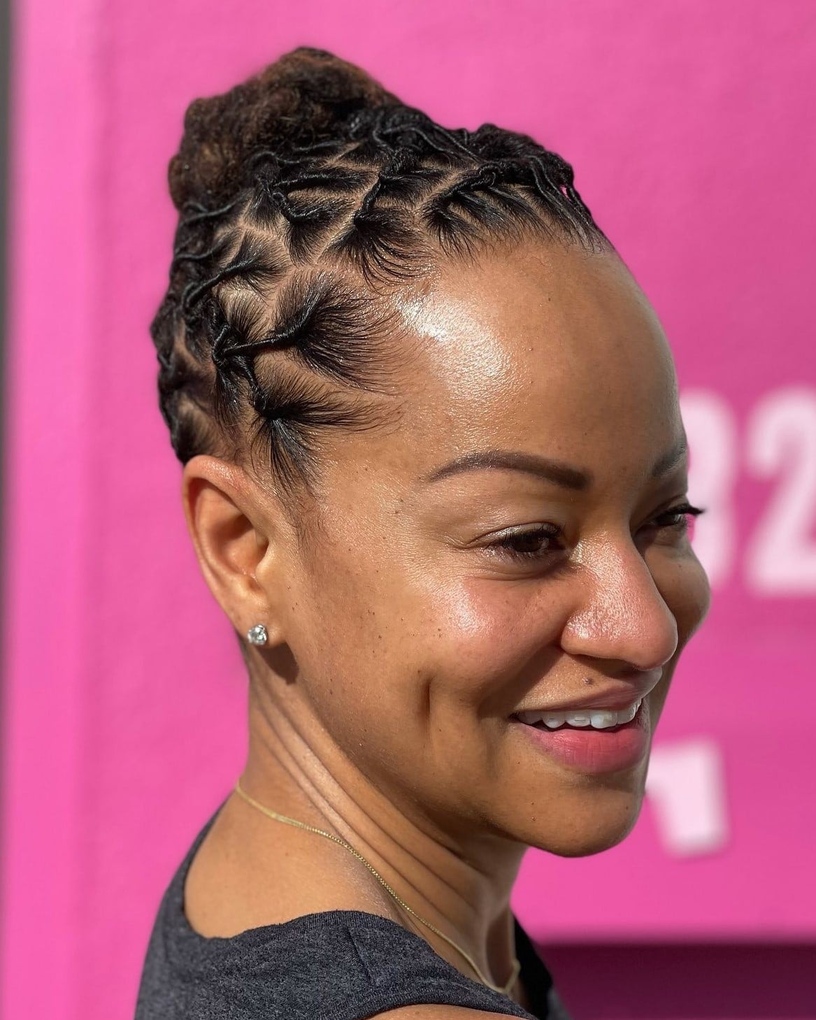 Chin Length Locs Updo Intricate Braids Chin Length Locs Updo Intricate Braids — Classy Short Locs