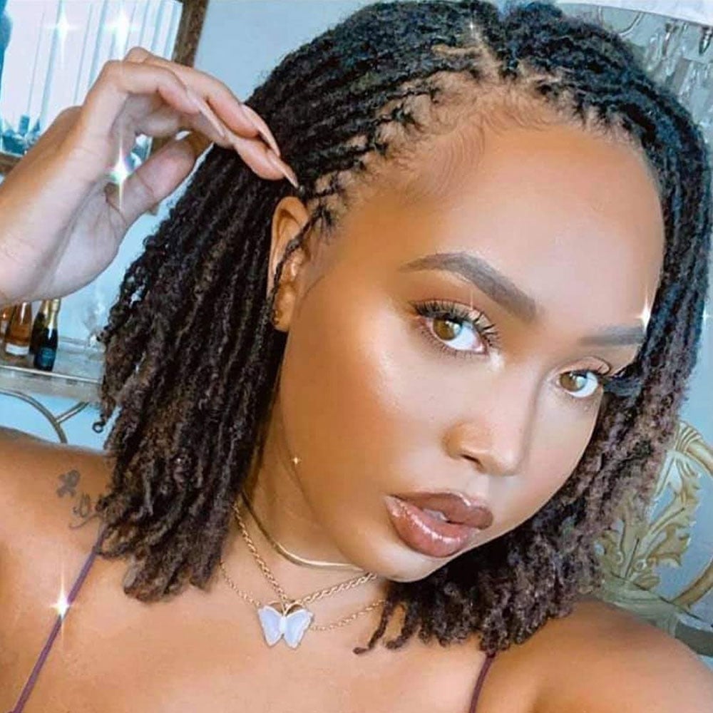 Collarbone Coily Locs With Wispy Bangs Collarbone Coily Locs With Wispy Bangs — Classy Short Locs