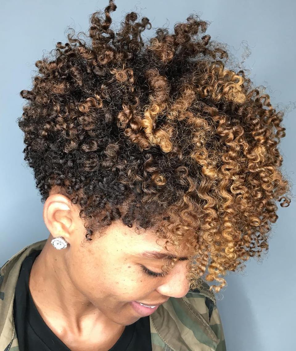Dark Brown Curly Hair With Blonde Highlights Dark Brown Curly Hair With Blonde Highlights — Classy Short Natural Hairstyles