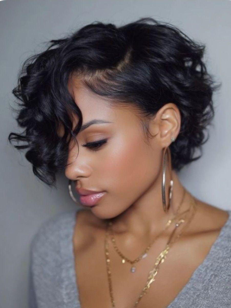 Black Layered Bob With Side-Swept Bangs Black Layered Bob With Side-Swept Bangs — Classy Short Natural Hairstyles