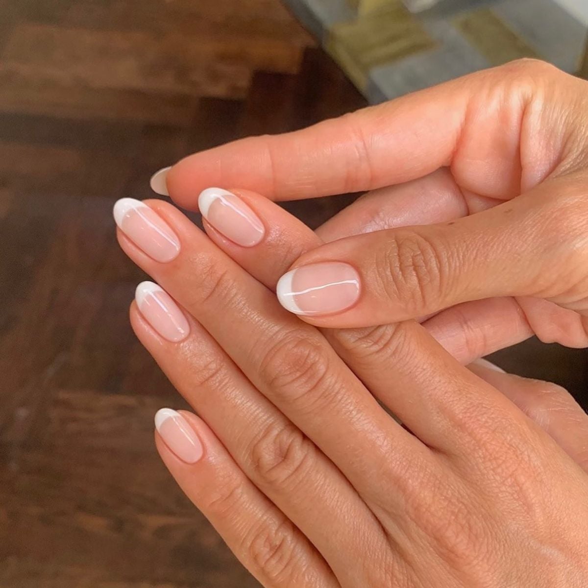 Sheer Nude Perfect French Tip Short Oval Nails — Classy Short Oval Nails