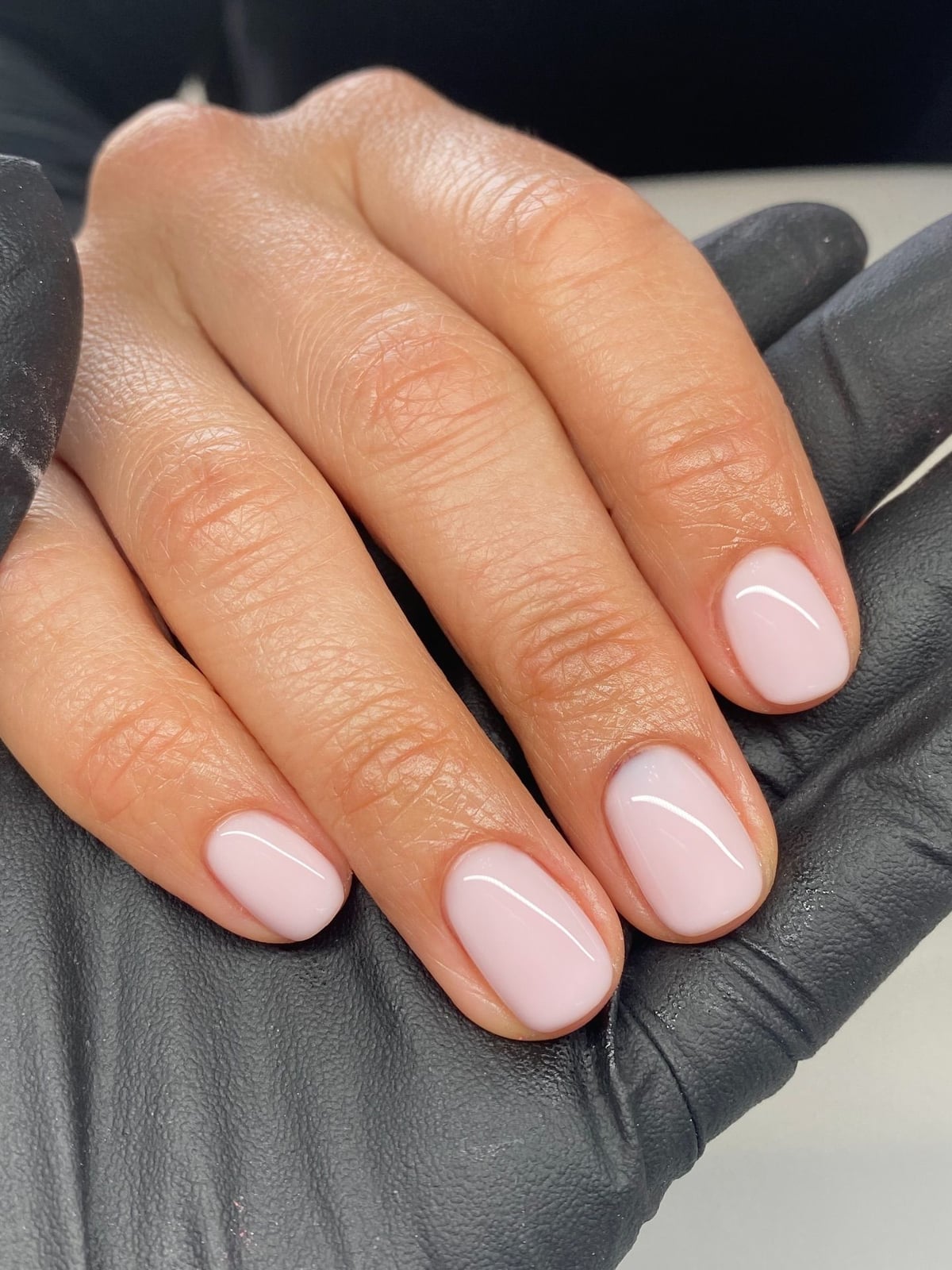 Soft Milky Pink Glossy Short Oval Nails — Classy Short Oval Nails