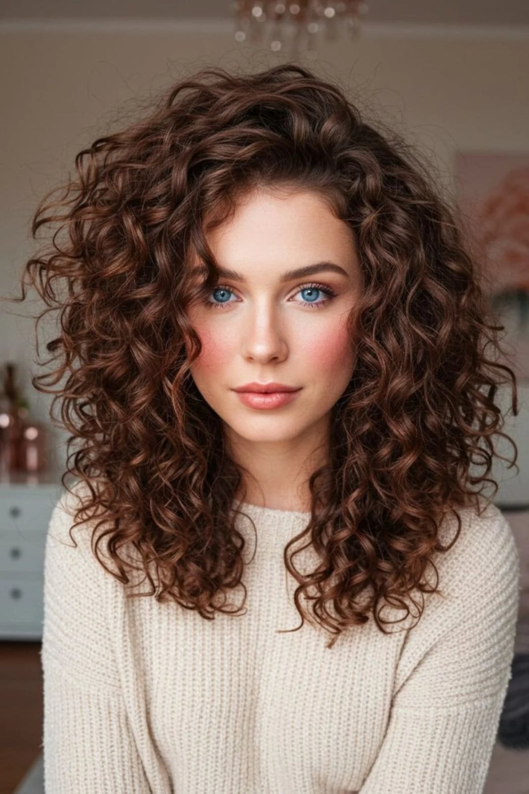 Collarbone Thick Curly Hair With Highlights Collarbone Thick Curly Hair With Highlights — Classy Shoulder Length Curly Hair