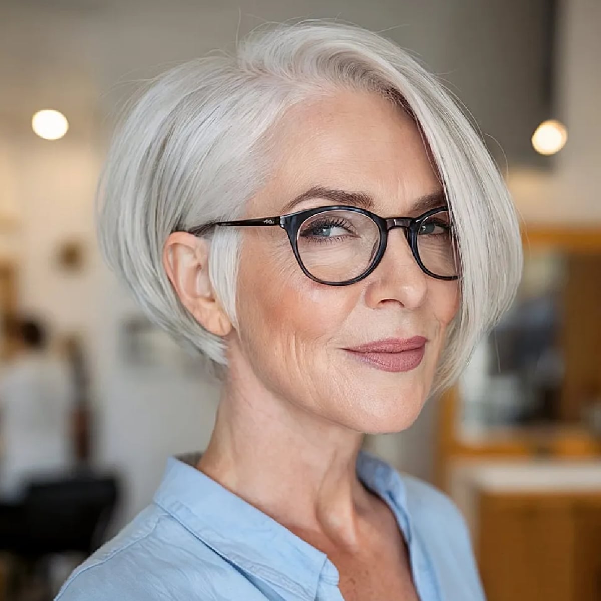 Silver Gray Stacked Bob With Side Part — Classy Side Part Wig