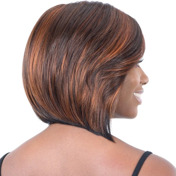 Dark Brown Bob With Reddish Tone — Classy Side Part Wig