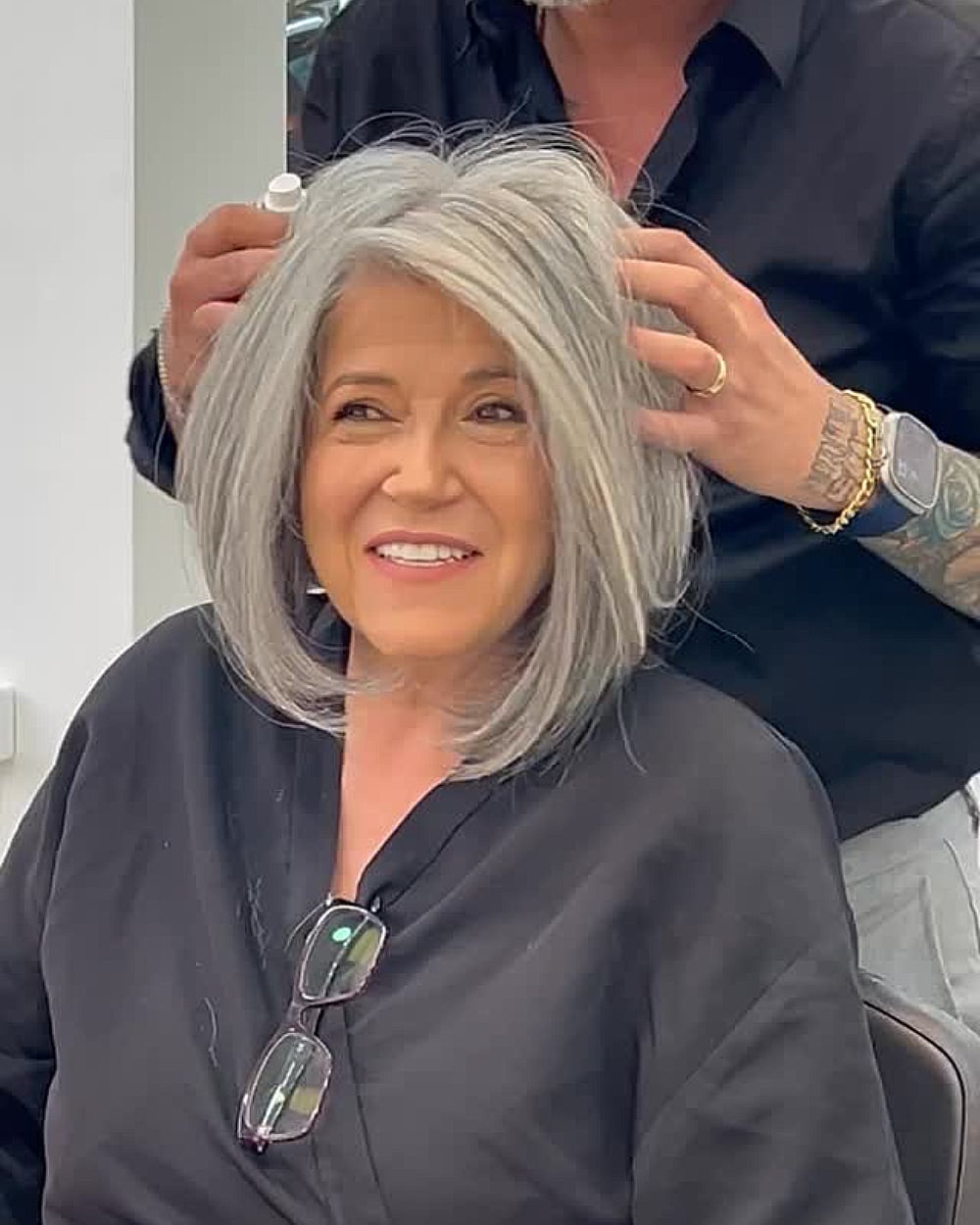 Gray Collarbone Bob Voluminous Blowout — Classy Sleek Hairstyles
