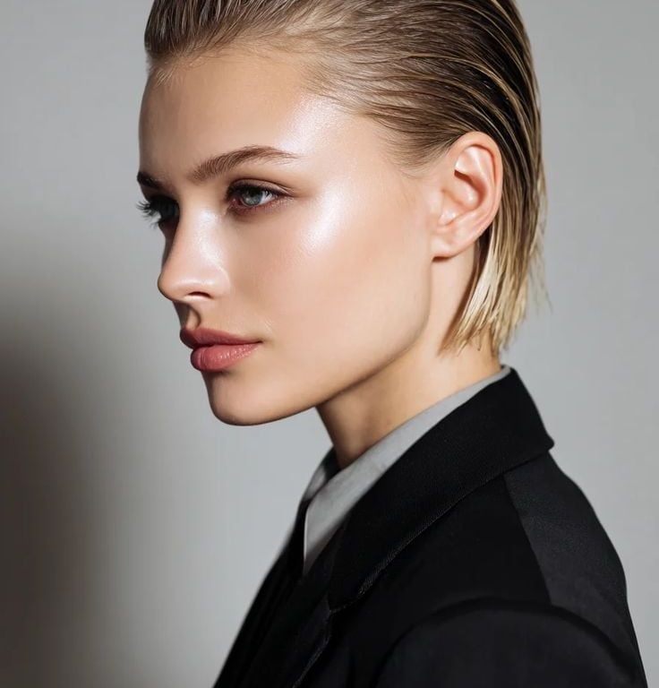 Short Blonde Wet Look Style — Classy Sleek Hairstyles