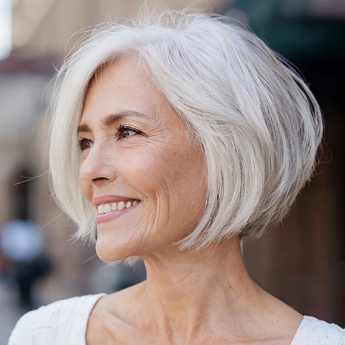 Silver Blonde Inverted Bob Blowout — Classy Sleek Hairstyles