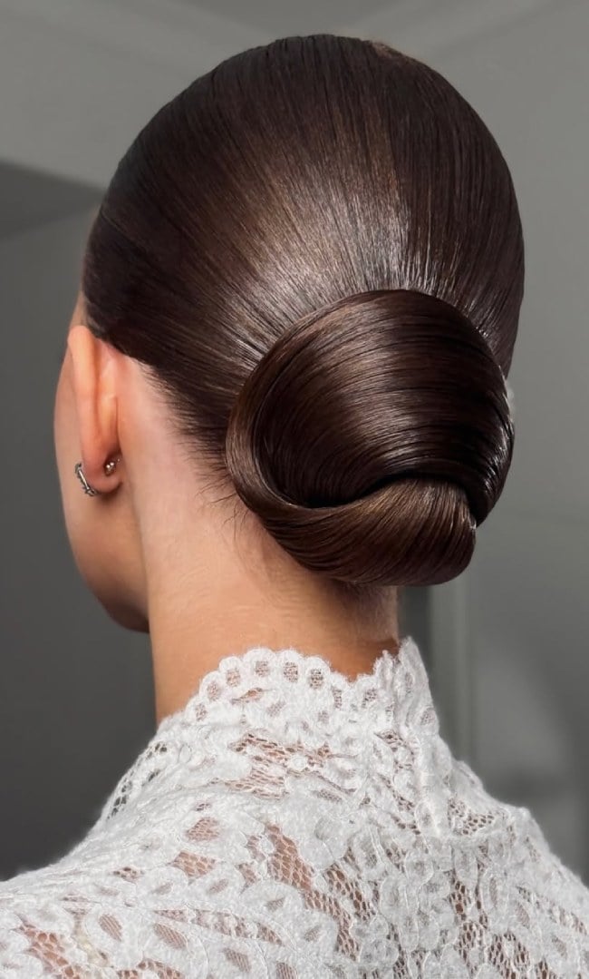 Dark Brown Sleek Low Bun — Classy Sleek Hairstyles