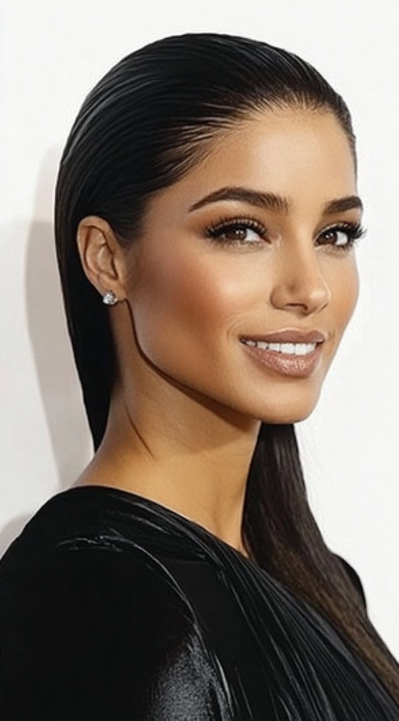 Dark Brown Mid-Back Wet Look, Straight — Classy Sleek Hairstyles