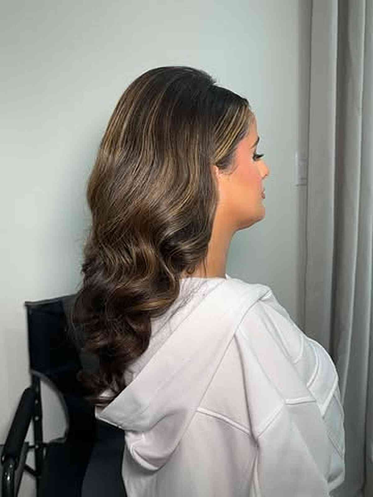 Dark Brown Mid-Back Wavy Blowout — Classy Sleek Hairstyles