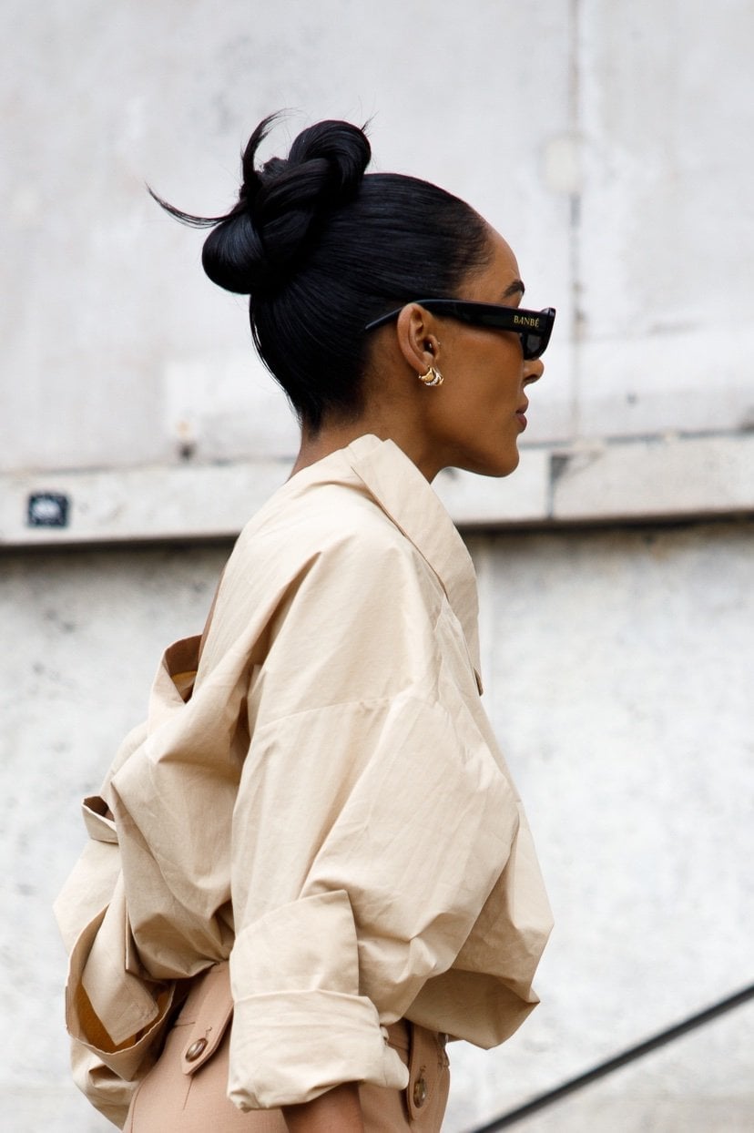 Thick Black High Slicked Back Bun, Straight — Classy Slick Back Hairstyles