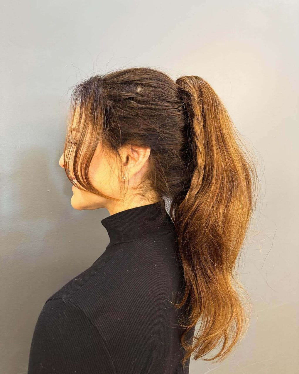 High Ponytail With Braided Accent, Mid-Back High Ponytail With Braided Accent, Mid-Back — Classy Softball Hair