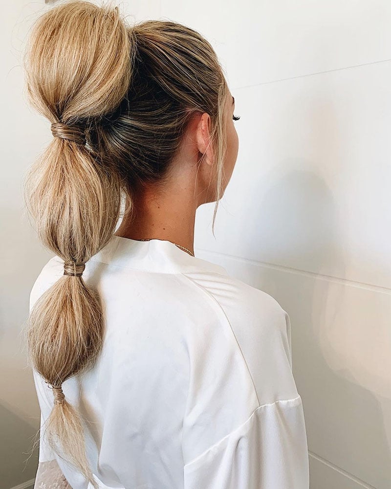 Ash Blonde High Bubble Ponytail Ash Blonde High Bubble Ponytail — Classy Softball Hair
