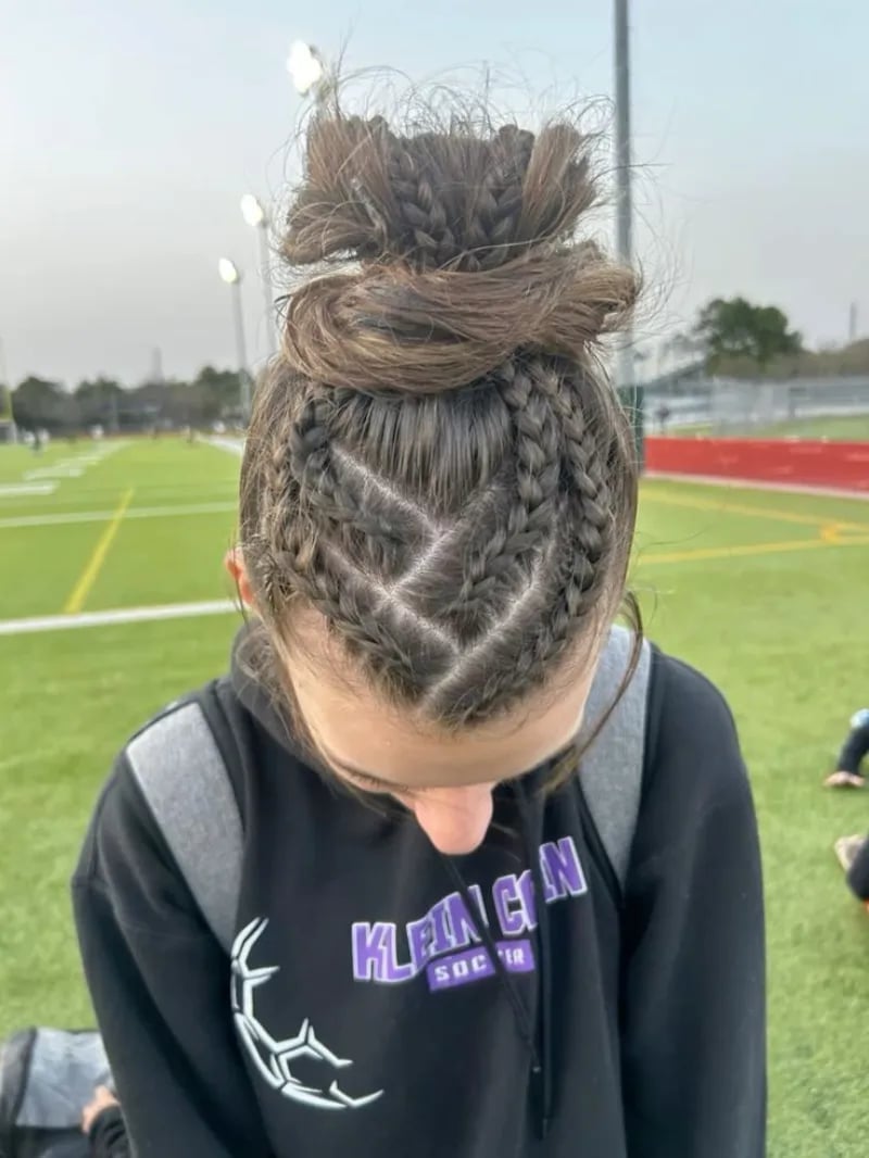 Chevron Braids Into High Bun Chevron Braids Into High Bun — Classy Softball Hair
