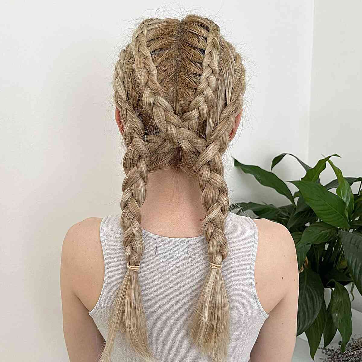 Blonde Double Braids Into Pigtails Blonde Double Braids Into Pigtails — Classy Softball Hair